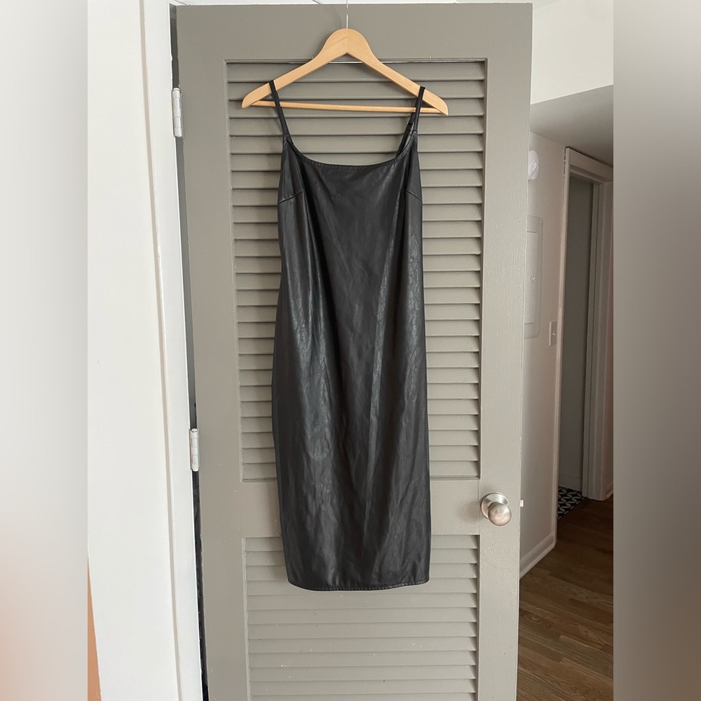 Pleather Midi Slip Dress